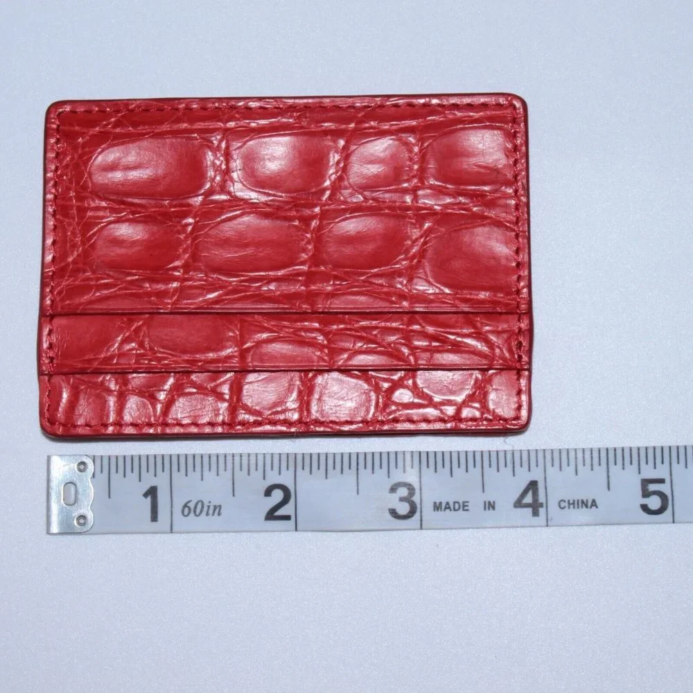 Versace Red Croc Card Case Wallet New w/ Minor Defect